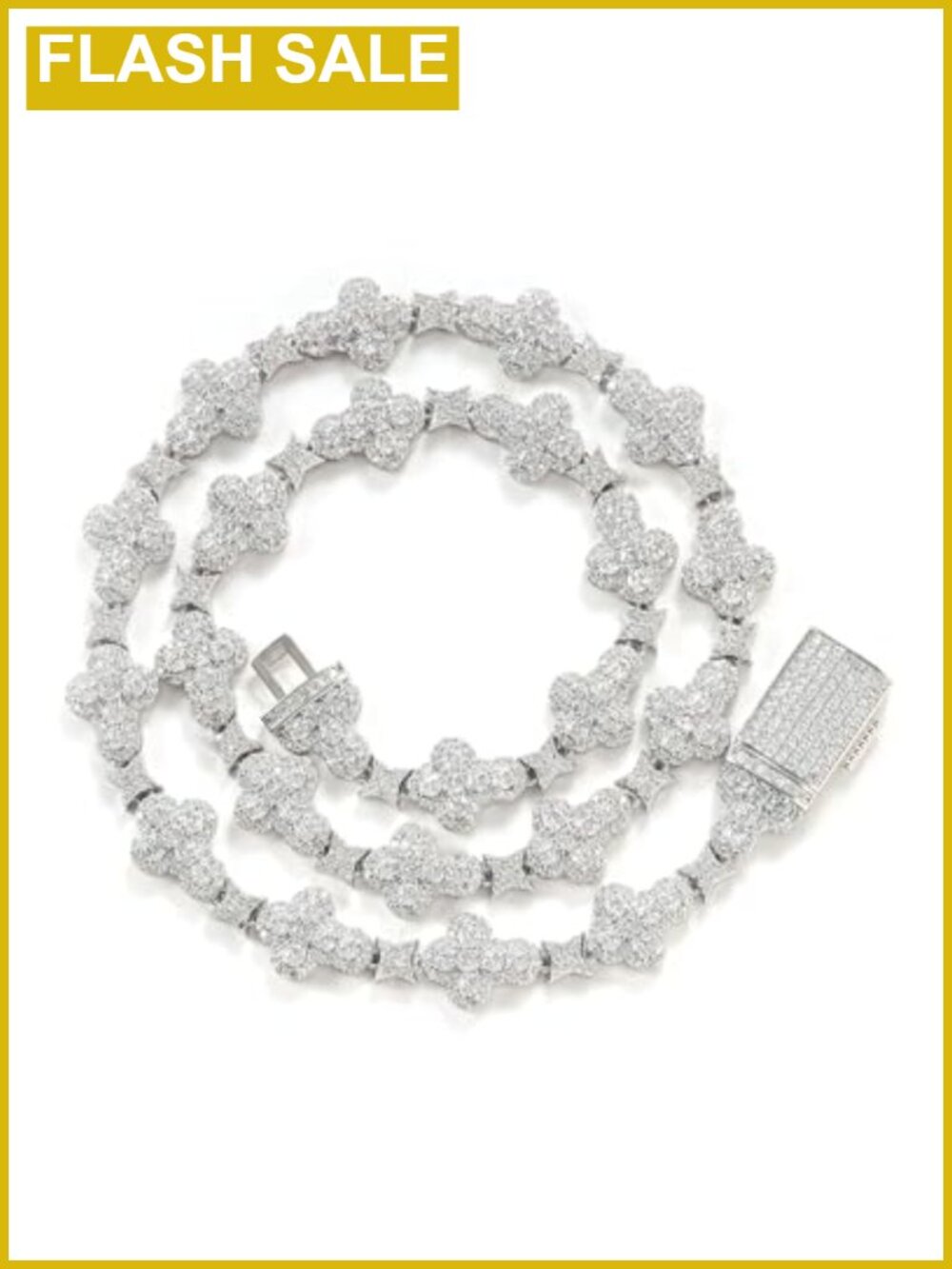 Iced Out Cross Star Eye Tennis Necklace 5A Zircon Rhodium Plated Hip Hop